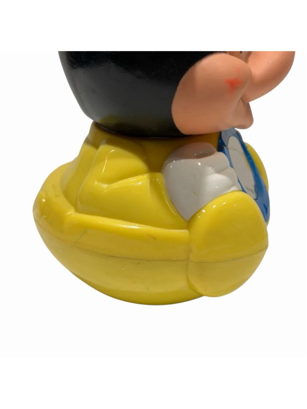 Disney Mickey Mouse Vtg 1984 Weeble Wobble Baby Toy Bell 6.75” Does Not Chime